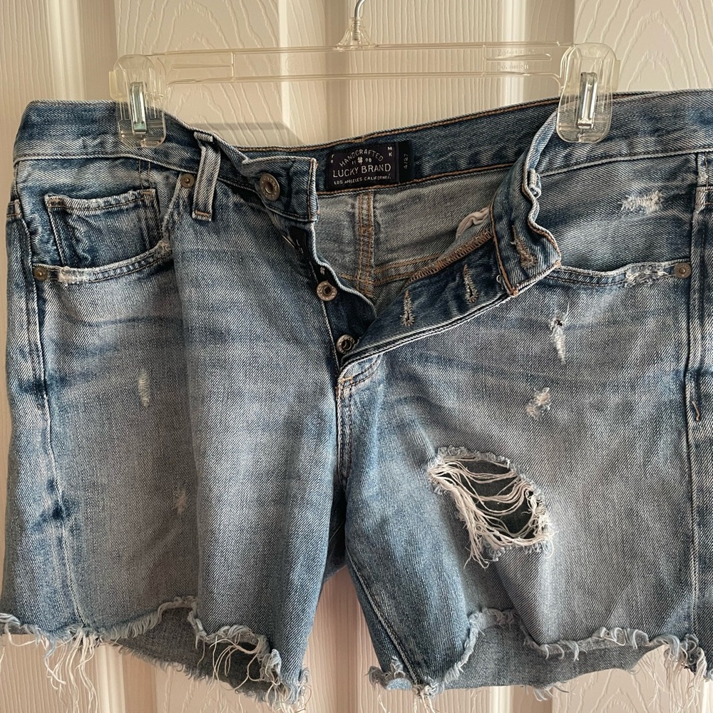 Lucky Brand Women's Light Blue Distressed Jean Shorts